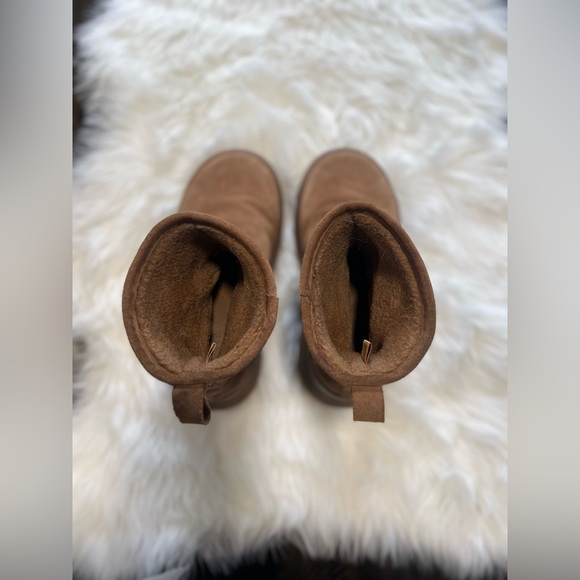 Zara Women's Suede Chunky Platform Winter Ankle Boots Tan Sherpa size 39 - Picture 9 of 12